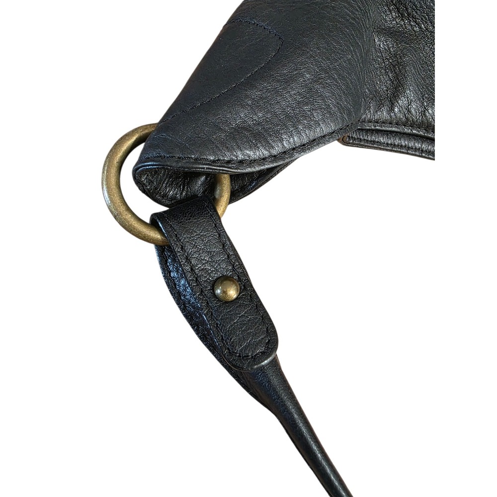 Hobo International Black Pebbled Leather Slouchy Shoulder Bag Brass Hardware - Picture 4 of 8